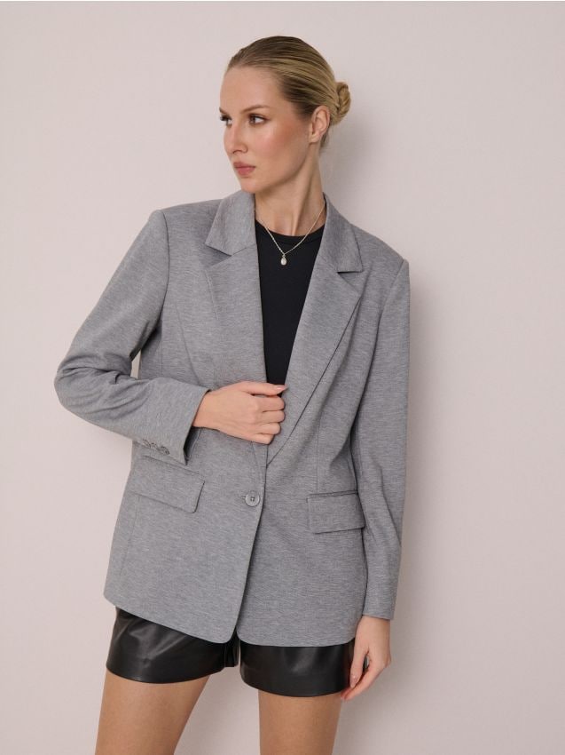 Sinsay - Sacou clasic cu nasture - gri deschis