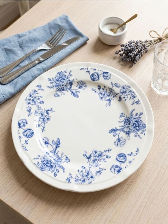 Sinsay - Farfurie ceramică cu motiv floral - bleumarin