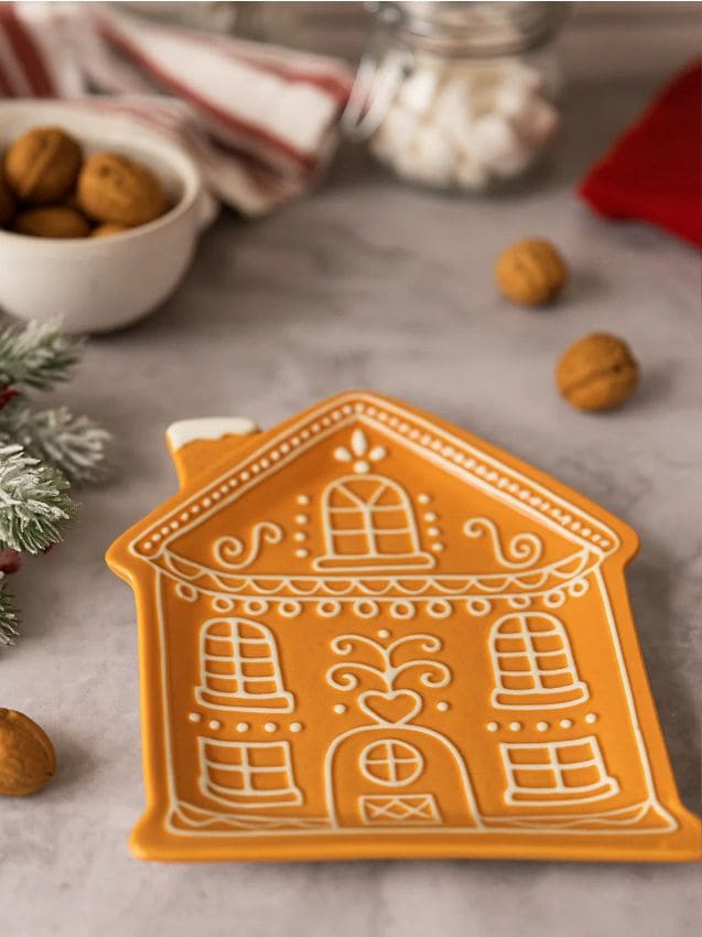 Sinsay - Vianočný tanier v tvare domu - béžová