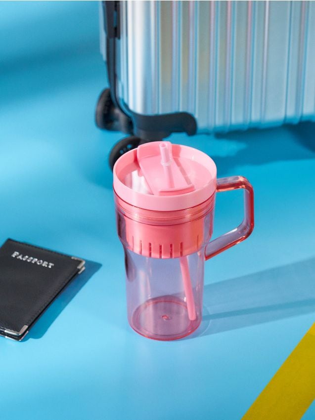 Sinsay - Cană cu capac și pai - roz