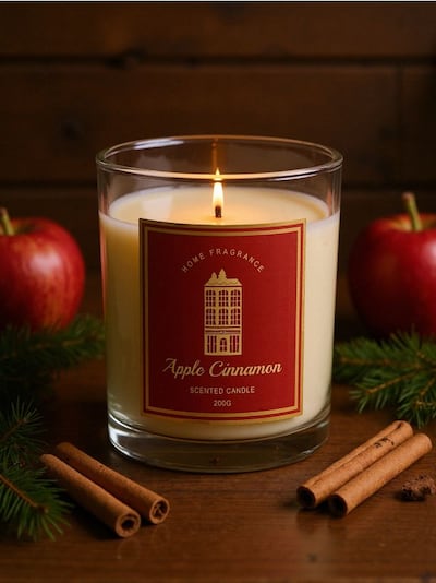 Lumânare parfumată cu motiv de sărbători Apple Cinnamon