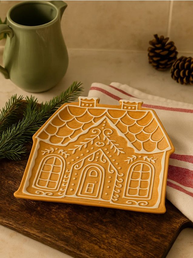 Sinsay - Vianočný tanier v tvare domu - béžová