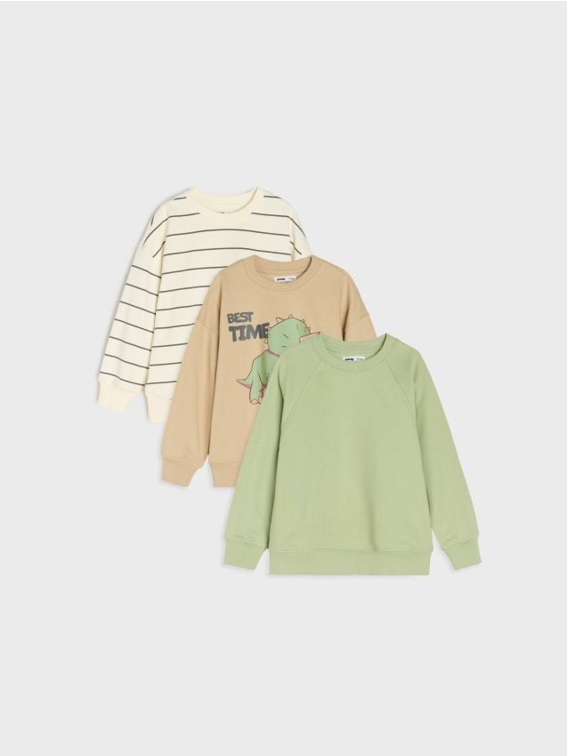 Sinsay - Mikina crewneck 3 pack - svetlozelená