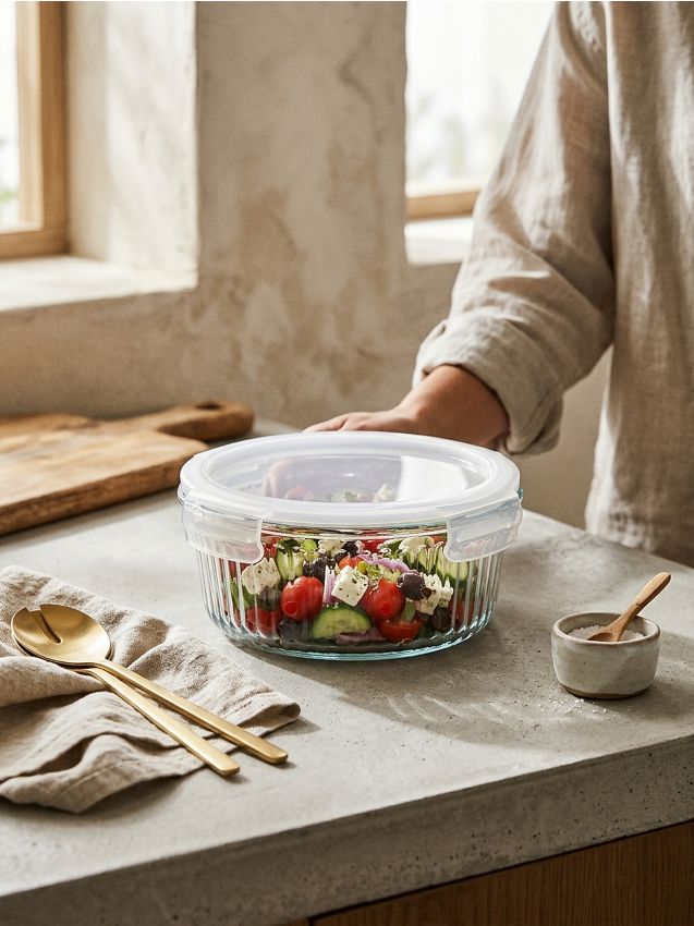 Sinsay - Recipient din sticlă striat pentru depozitarea alimentelor - clear