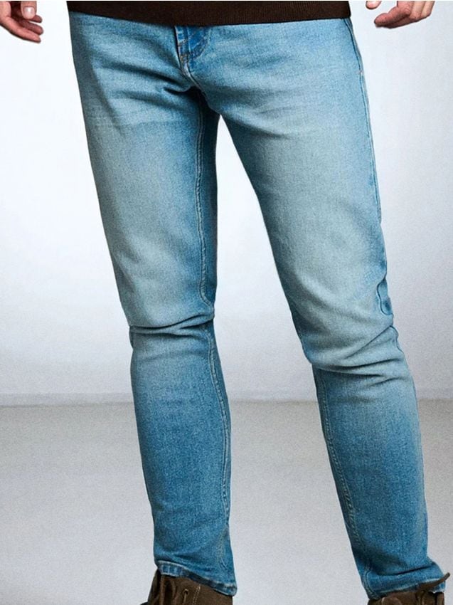 Sinsay - Blugi slim fit cu efect de spălare - albastru