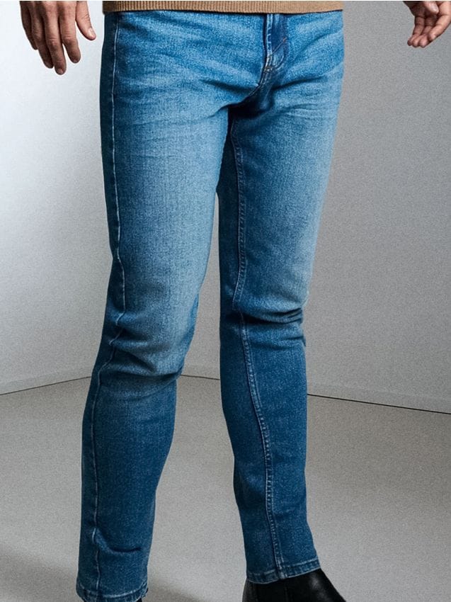 Sinsay - Blugi slim fit cu efect de spălare - bleumarin