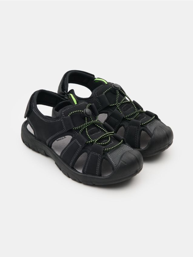 Sinsay - Sandale cu talpă interioară din piele - negru