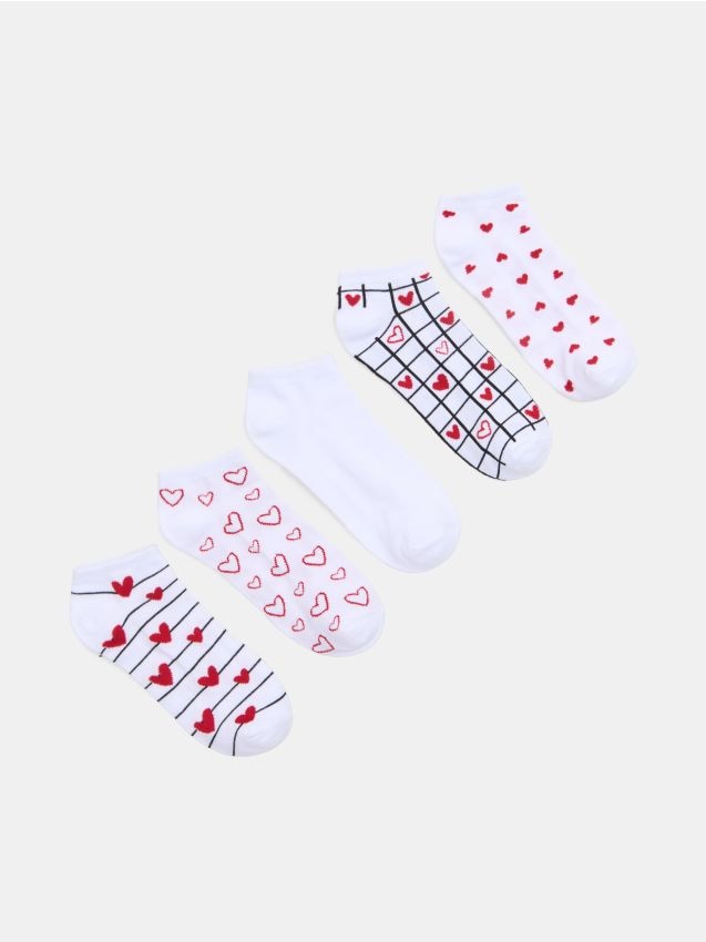 Sinsay - Prążkowane skarpetki ze wzorem 5 pack - biały