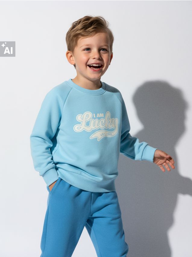 Sinsay - Hanorac cu guler rotund - light blue