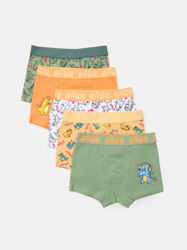 Sinsay - Boxeri din bumbac cu motiv cu dinozauri, set de 5 - multicolor