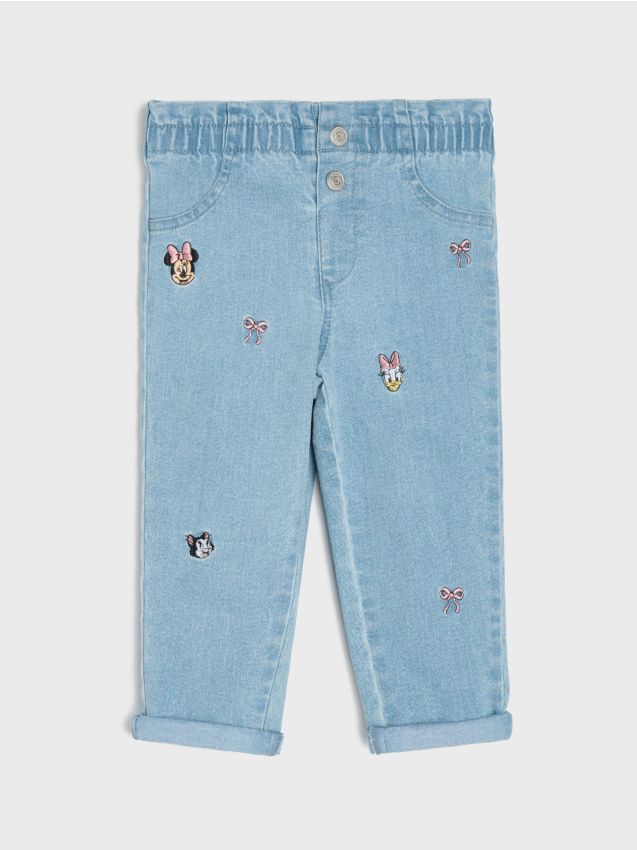 Sinsay - Blugi cu elastic în talie Minnie and Daisy - albastru