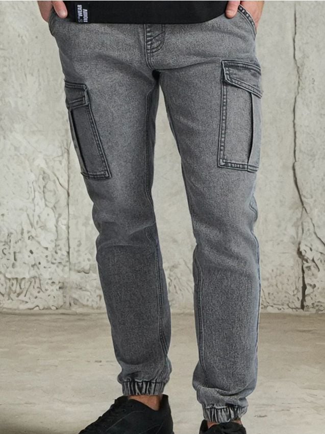 Sinsay - Pantaloni jogger cargo - gri deschis