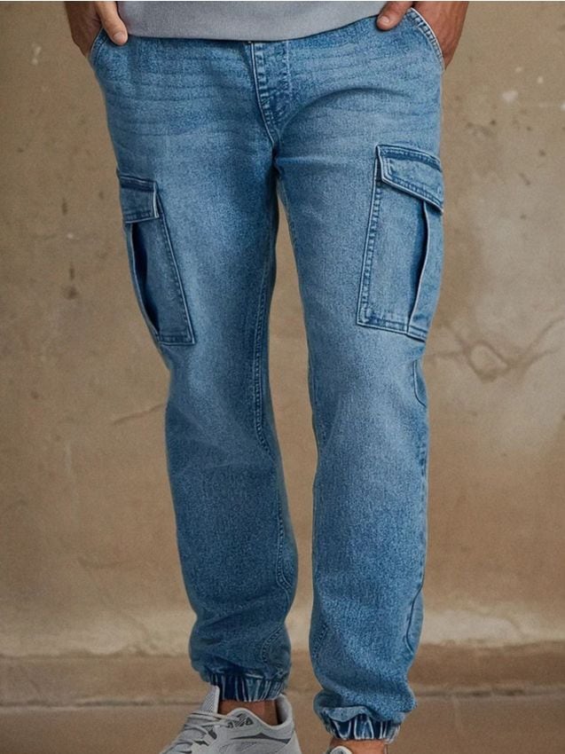 Sinsay - Spodnie jogger cargo - niebieski