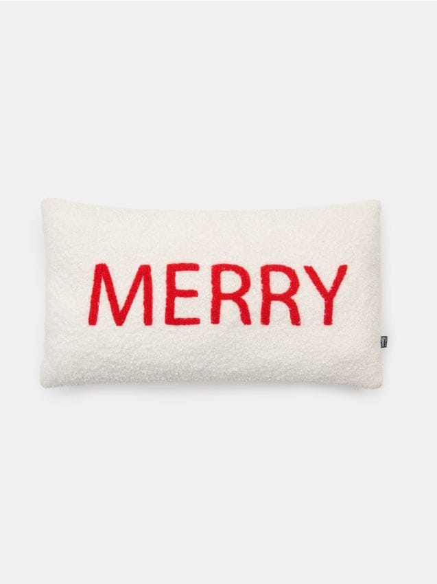 Sinsay - Vianočný vankúš s nápisom Merry - biela