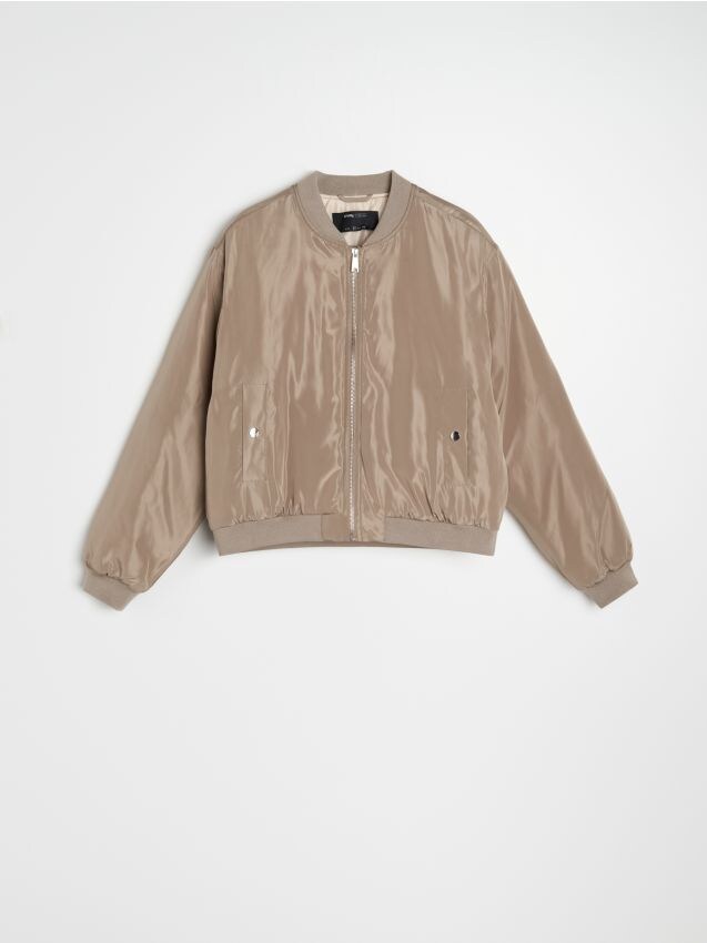 Giacca Bomber Donna Oro Champagne Tea & Cup, Taglia S, Raso Con Zip, Look Casual Elegante - Foto 3