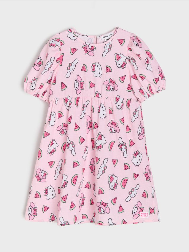Sinsay - Rochie babydoll cu imprimeu Hello Kitty - roz-pastel
