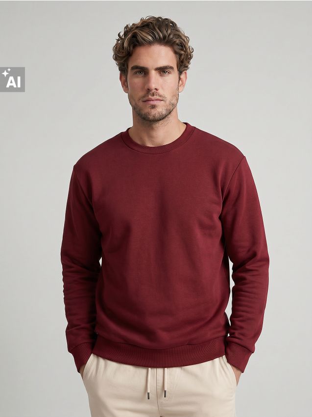 Sinsay - Basic crewneck dukserica s udjelom pamuka