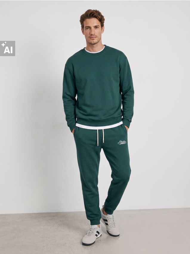 Sinsay - Basic crewneck dukserica s udjelom pamuka