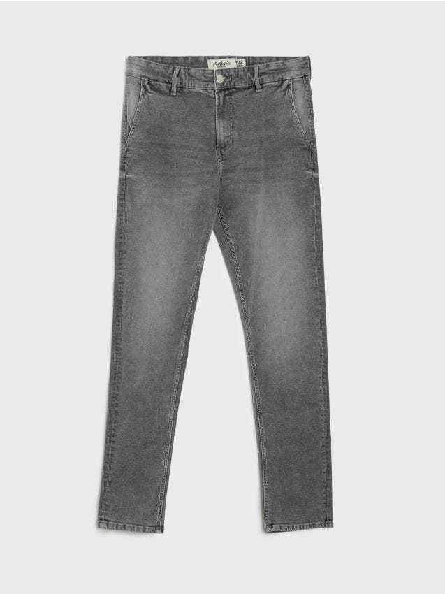 Sinsay - Pantaloni chino slim fit din denim - gri deschis