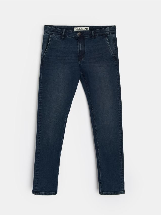 Sinsay - Pantaloni chino slim fit din denim - albastru metalizat