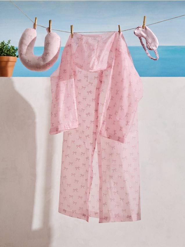 Sinsay - Pelerină de ploaie cu imprimeu cu fundițe - roz
