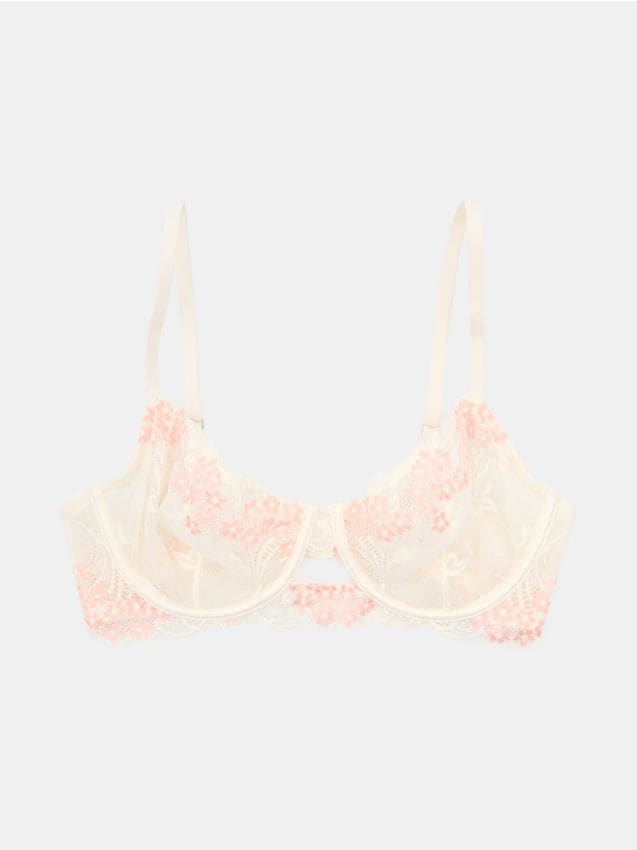 Sinsay - Sutien din dantelă cu balene și motiv floral - roz-pastel