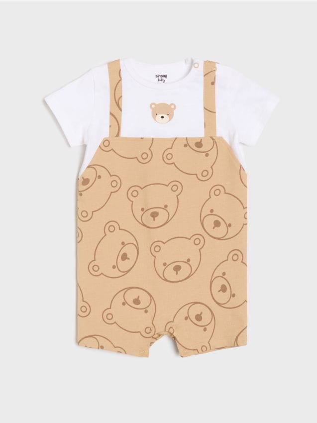 Sinsay - Salopetă din bumbac cu imprimeu ursuleți - multicolor