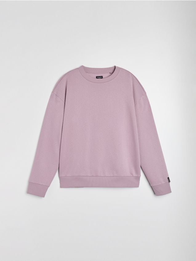 Sinsay - Bluza crewneck comfort fit z domieszką bawełny - różowy