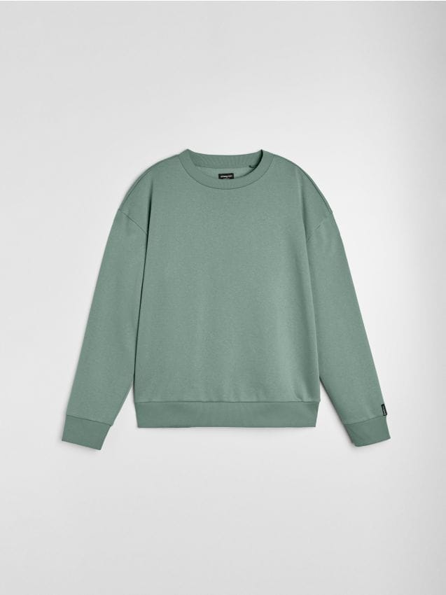 Sinsay - Bluza crewneck comfort fit z domieszką bawełny - zielony