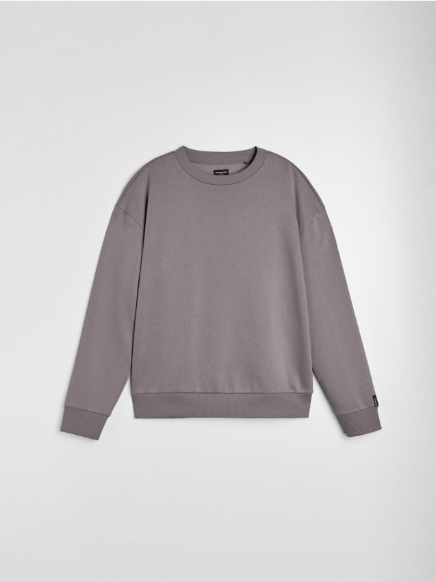 Sinsay - Bluza crewneck comfort fit z domieszką bawełny - szary