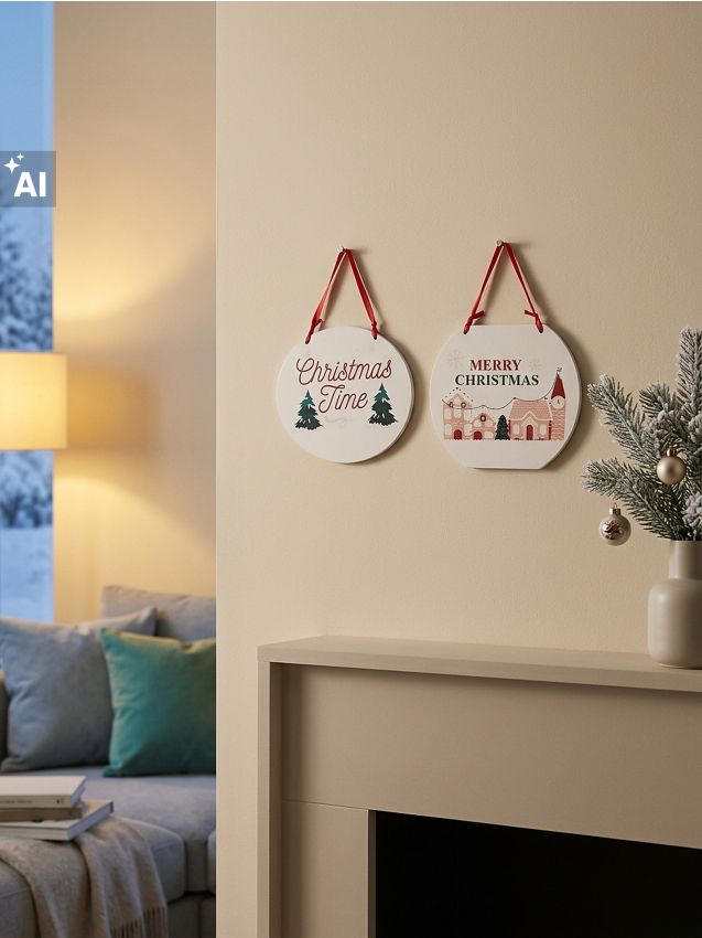 Sinsay - Set de decorațiuni suspendate de Crăciun cu inscripții 2 pack - multicolor