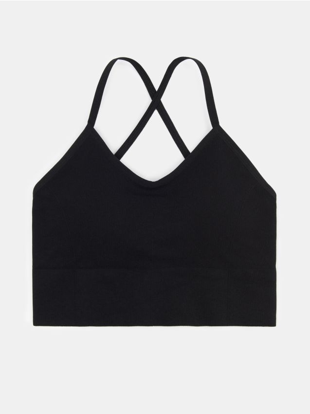 Sinsay - Top Sportiv Fără Cusături cu Cupuri Detasabile - negru