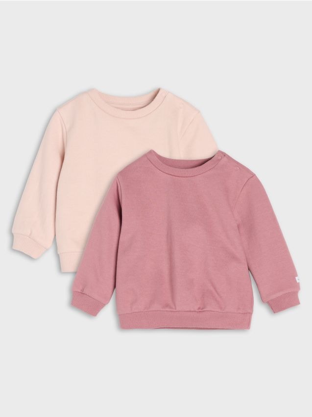 Sinsay - Hanorace crewneck din bumbac 2 pack - roz