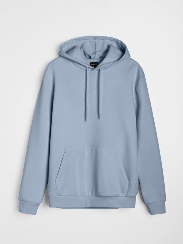 Sinsay - Bluza z kapturem basic - błękitny
