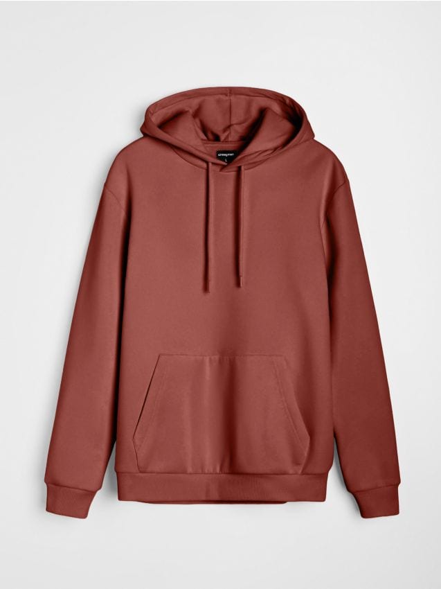 Sinsay - Bluza z kapturem basic - czerwony