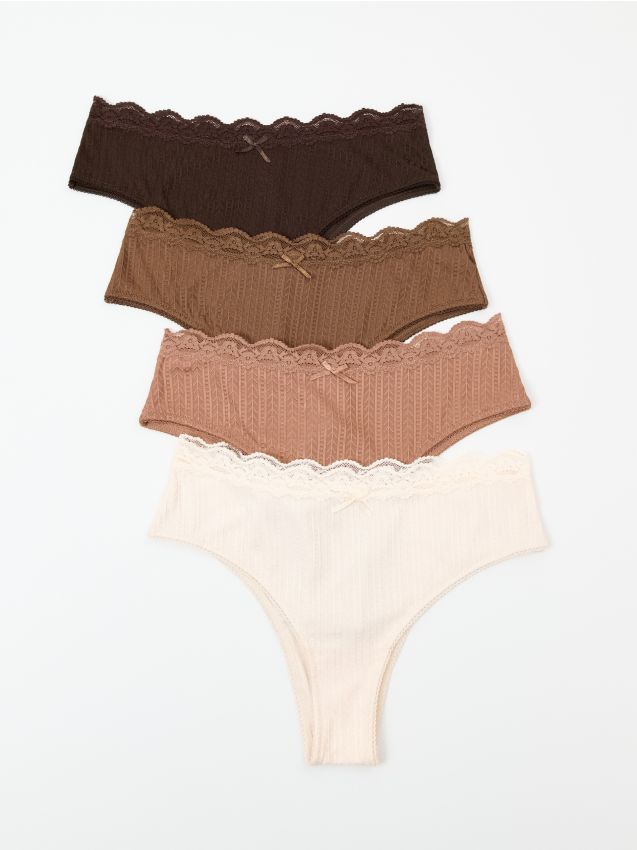Sinsay - Chiloți cu croială braziliană și dantelă 4 pack - multicolor