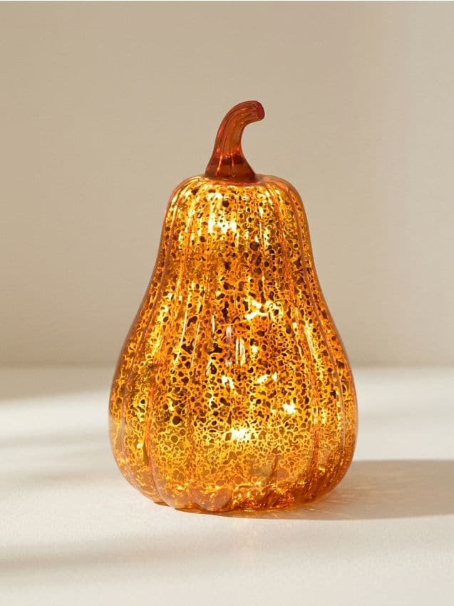 Sinsay - Lampă decorativă LED din sticlă în formă de dovleac - portocaliu