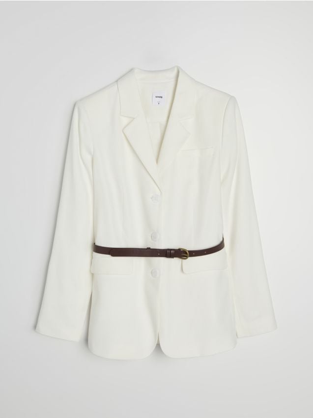 Sinsay - Sacou cu vâscoză și amestec de in - crem