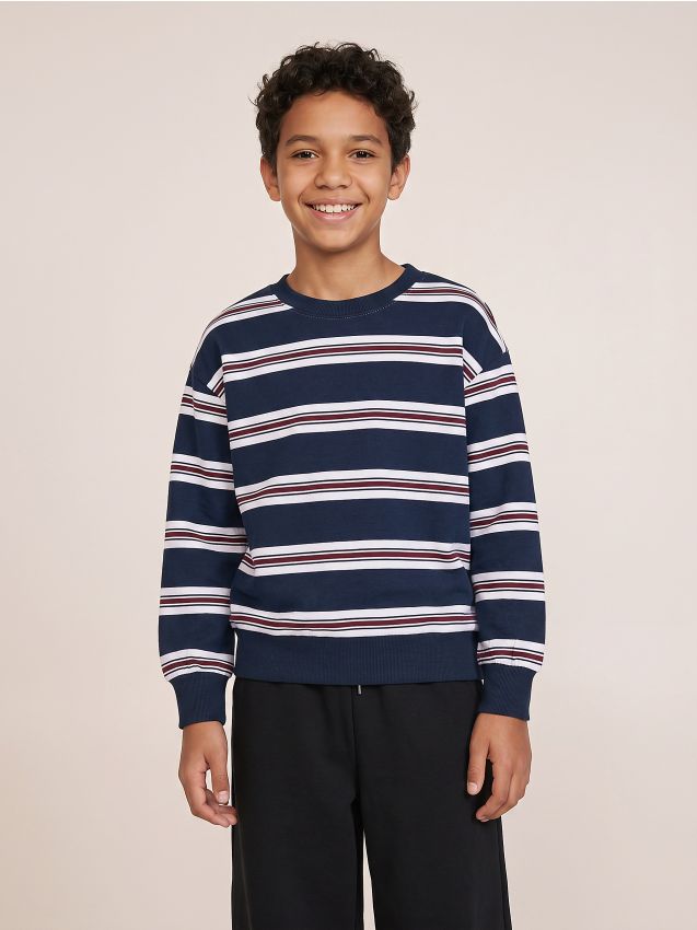 Sinsay - Hanorac crewneck în dungi - multicolor