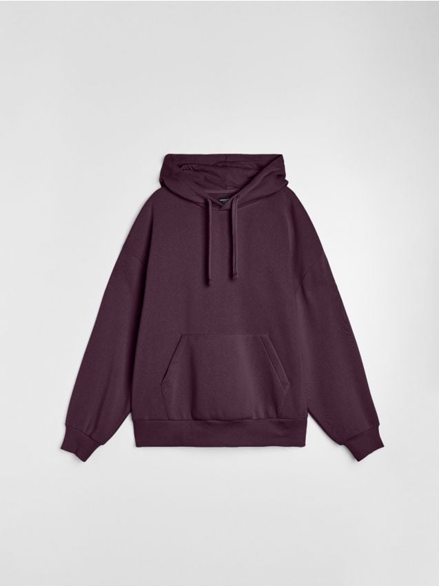 Sinsay - Bluza z kapturem comfort fit z domieszką bawełny - fioletowy