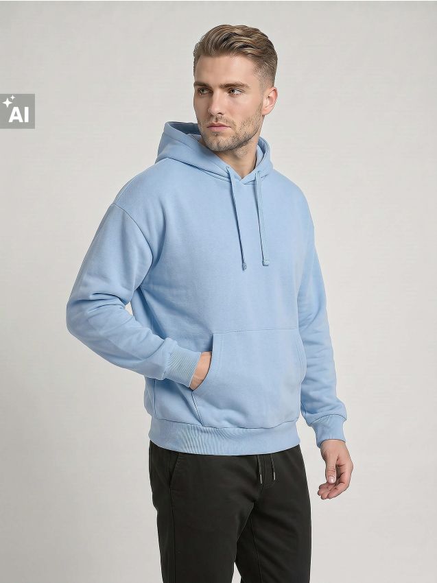 Sinsay - Hanorac comfort fit cu amestec de bumbac - light blue