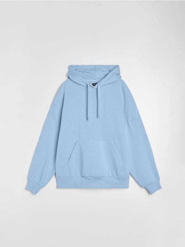 Sinsay - Bluza z kapturem comfort fit z domieszką bawełny - niebieski