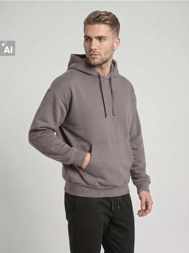Sinsay - Hanorac comfort fit cu amestec de bumbac - gri-închis