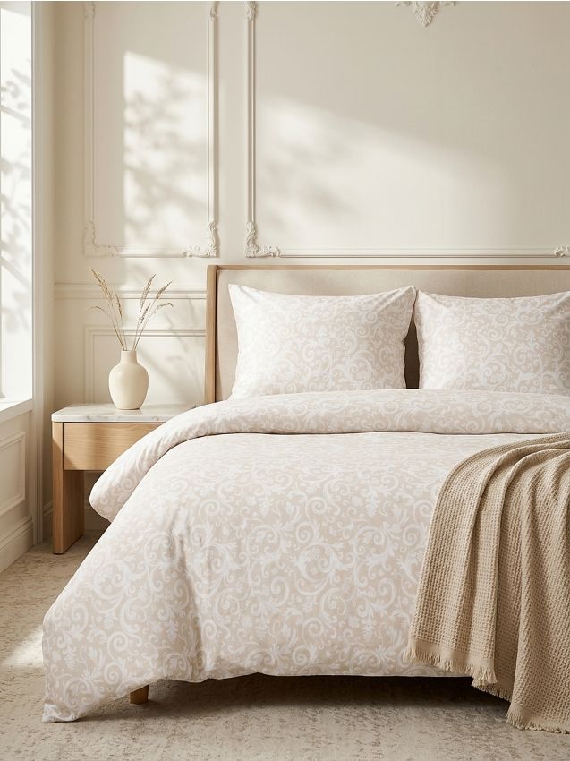 Sinsay - Set de lenjerie de pat din bumbac cu model ornamental - bej