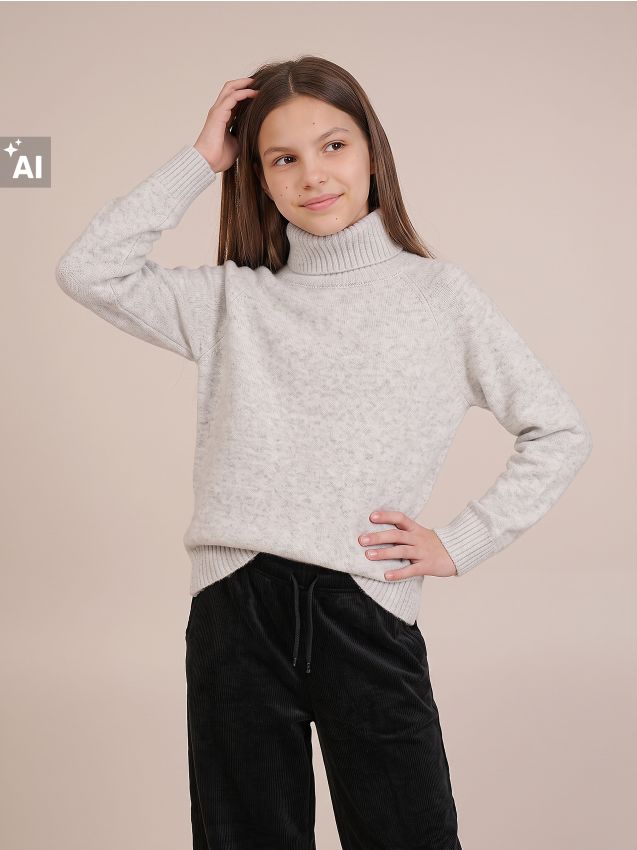 Sinsay - Pulover cu guler rulat - gri deschis
