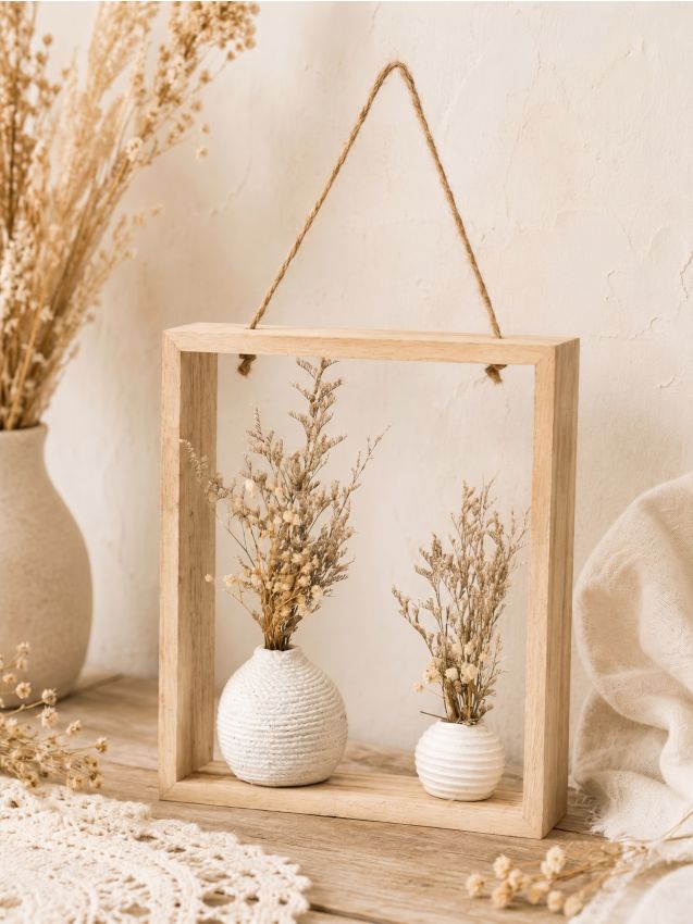 Sinsay - Decorațiune de perete cu model de flori uscate în vaze - bej