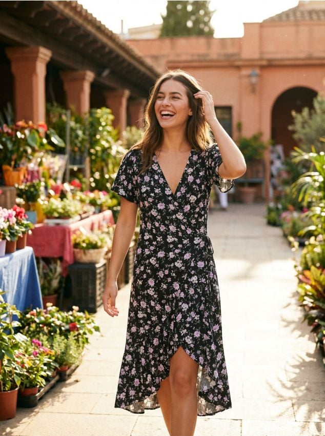 Sinsay - Rochie cu model floral - negru