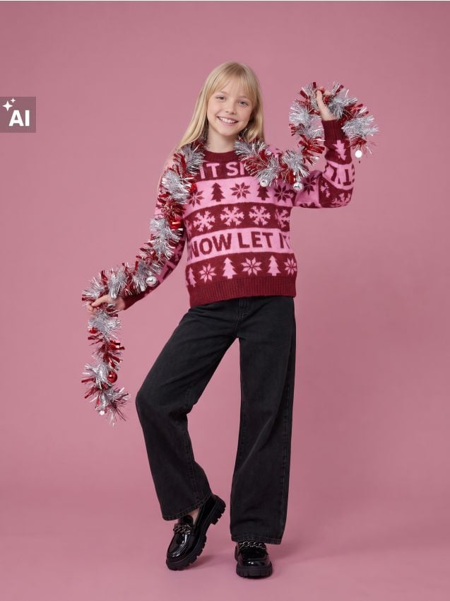 Sinsay - Pulover de Crăciun cu inscripția Let It Snow - multicolor
