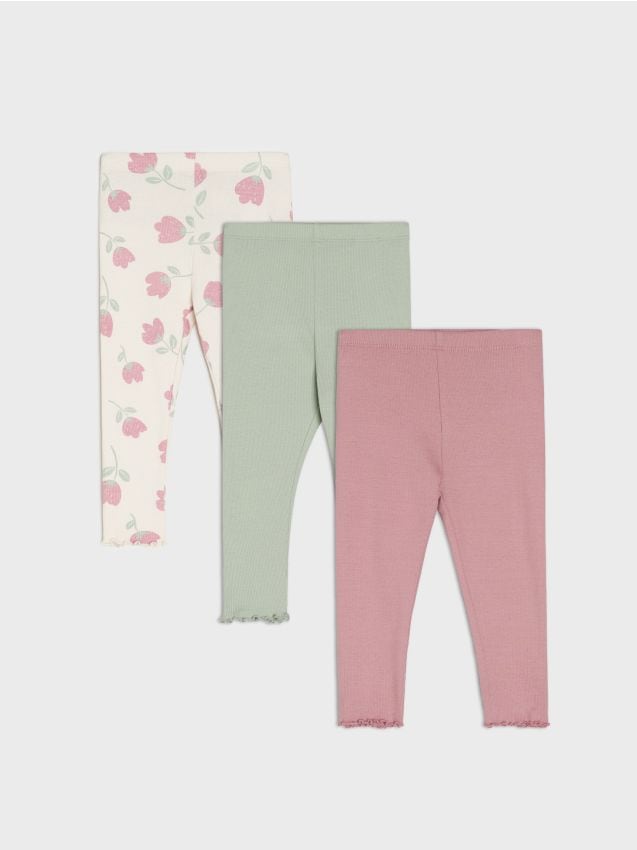 Sinsay - Rebrované legíny 3 pack - krémová
