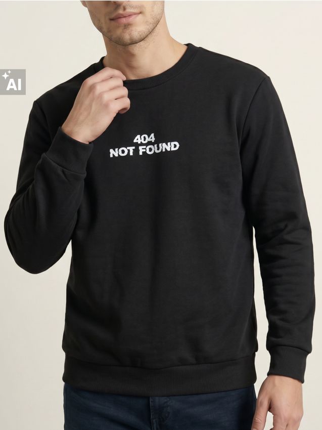 Sinsay - Bluză crewneck cu inscripție - negru